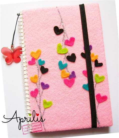 Libreta Rosada Con Corazones De Fieltro Foam Crafts Diy And Crafts