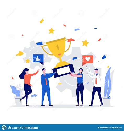 Successful Business Team Concept Happy Business People Holding Prize