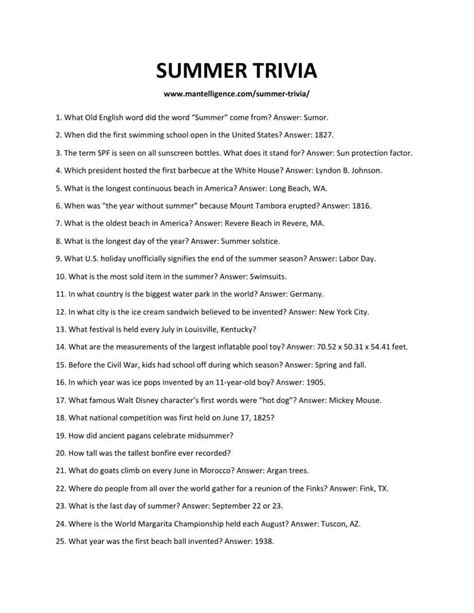 73 Best Summer Trivia Questions And Answers You Should Know 2023