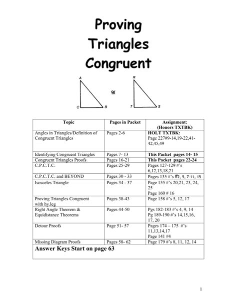 How to use cpctc (corresponding parts of congruent triangles are congruent), why aaa and ssa does not work as congruence shortcuts how to use the hypotenuse leg rule for right. Proving Triangles Congruent