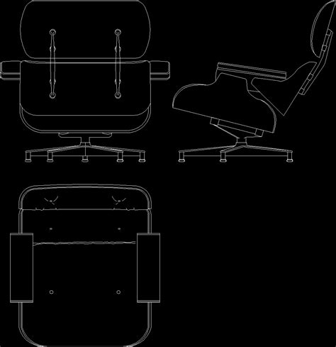Charles Eames Lounge Chair 1956 Dwg Block For Autocad