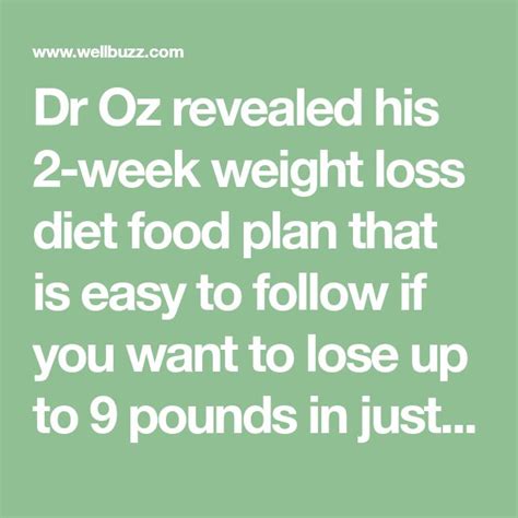 Dr Oz Revealed His 2 Week Weight Loss Diet Food Plan That Is Easy To Follow If Y