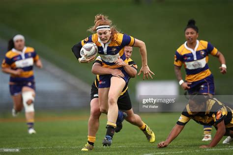 Emily Magee Of Bay Of Plenty Is Tackled During The Round Four Farah