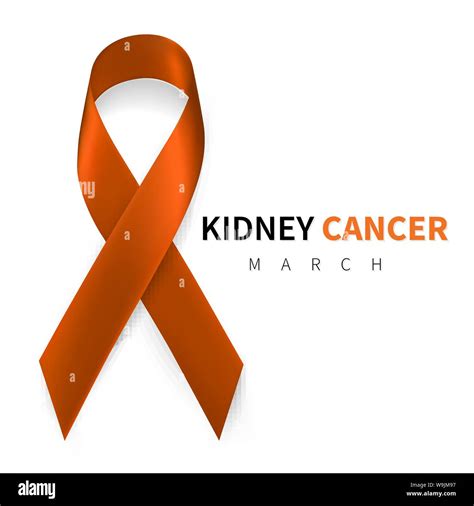 National Kidney Cancer Awareness Month Realistic Orange Ribbon Symbol