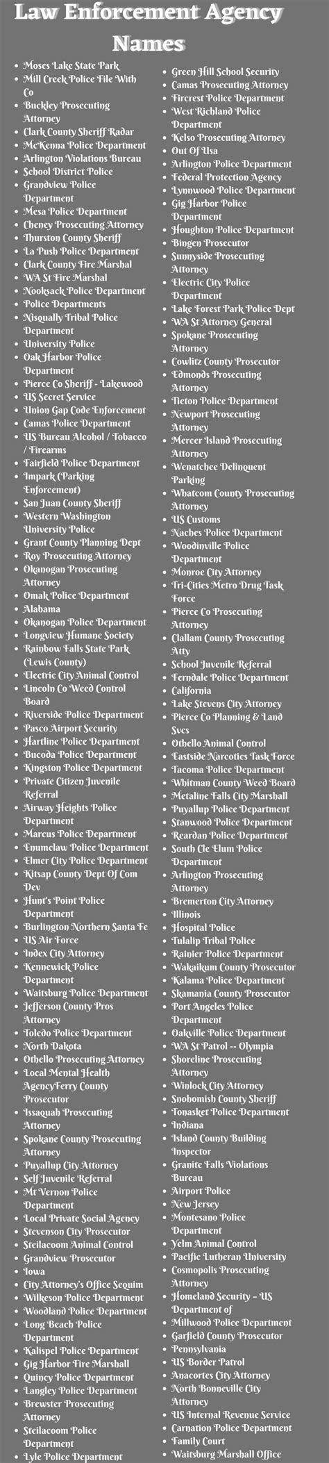 400 Best Law Enforcement Agency Names Ideas