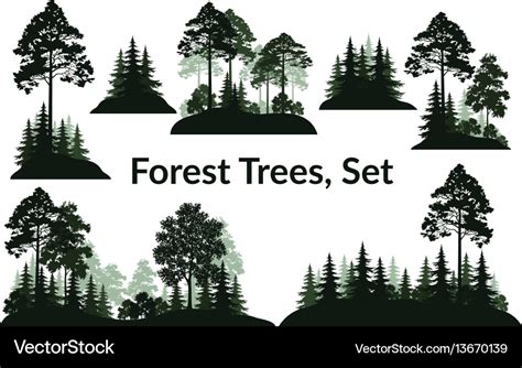 Landscapes Trees Silhouettes Royalty Free Vector Image