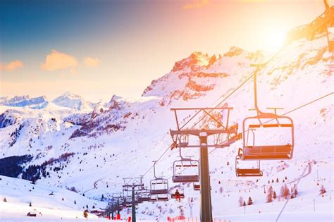 Premium Photo Ski Lift On Ski Resort In Winter Dolomite Alps Val Di