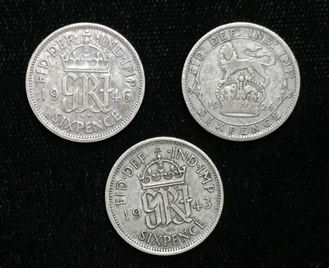 Lot Of 3 British Silver Sixpence Coins