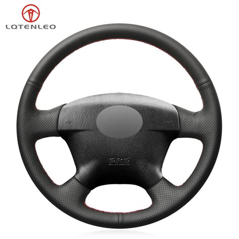 Lqtenleo Black Pu Artificial Leather Hand Sew Car Steering Wheel Cover
