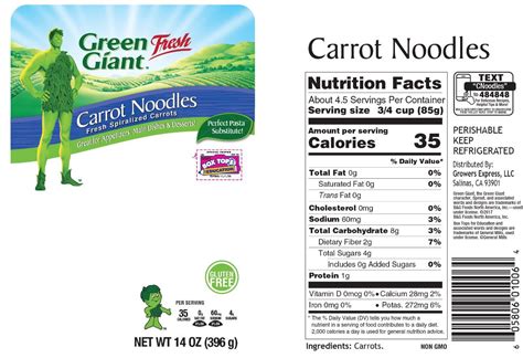 32 Carrot Nutrition Label Labels 2021