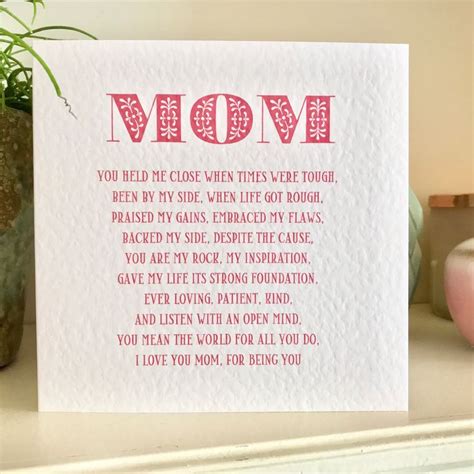 Mom Poem Mom Birthday Or Christmas Card By Shmuncki Etsy Birthday Cards For Mom Mum