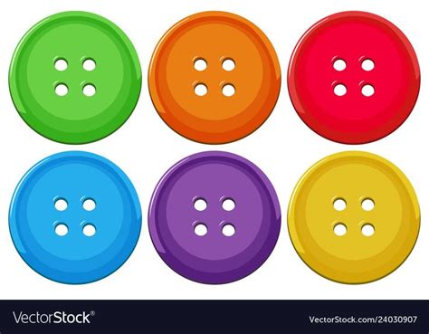 Four Different Colored Buttons On A White Background