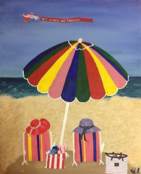 Bff At The Beach Painting By Valerie Meola Pixels