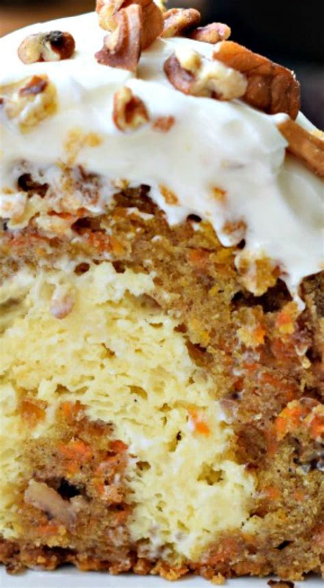 Carrot Bundt Cake ~ With A Cheesecake Filling And Cream Cheese Frosting