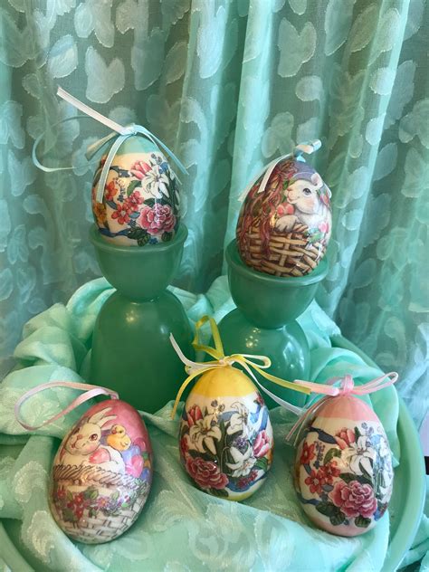 Vintage Easter Egg Ornaments Paper Mache Ornaments Easter Decorations