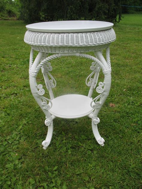 Wicker chairs with wood table. Antique Round Victorian Wicker Table Circa 1890's from ...