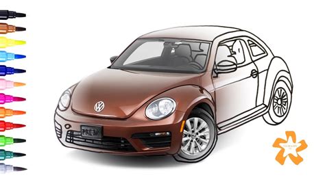 Cars How To Draw And Color Vw Beetle Coloring Pages For Children