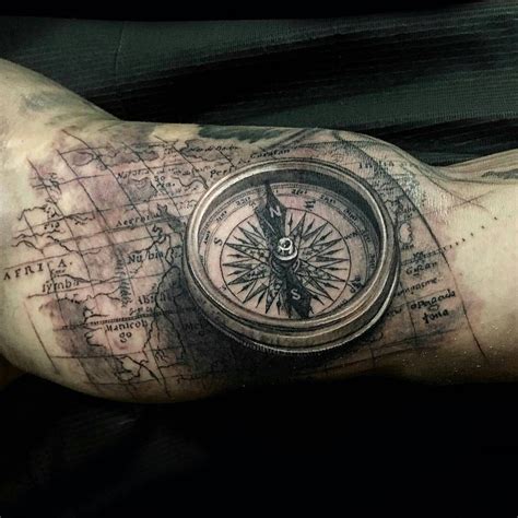 Compass Map Tattoo By Jptattoos At Renaissance Studios In San Clemente Ca Jptattoos