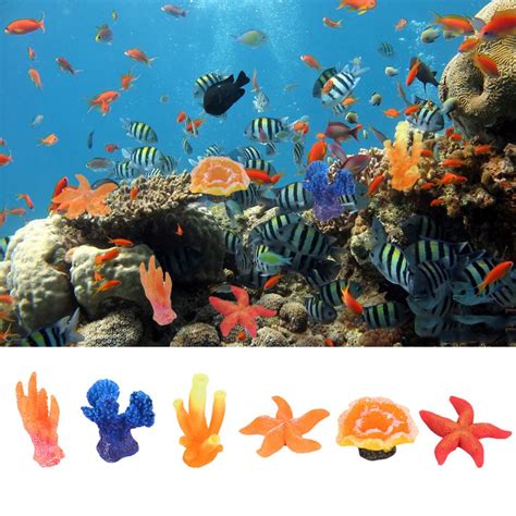 Hot 1pcs Simulation Miniature Coral Flowers Silicone Fish Tank Decor