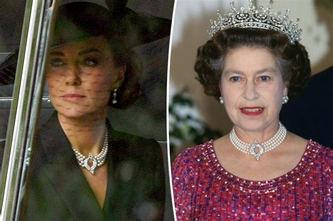 Kate Middleton Wears Queen Elizabeths Pearls To Her Funeral