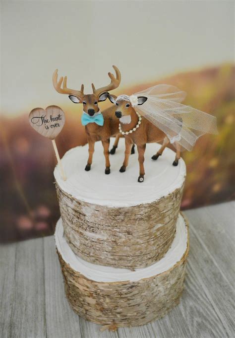 Buck And Doe Wedding Cake Topper Bride And Groom Hunting Couple Antler