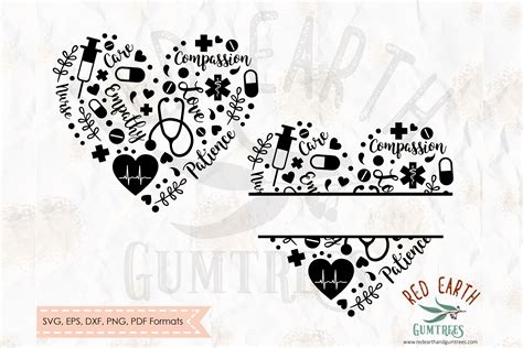 Download Nurse split monogram frame,nurse heart in SVG,DXF,PNG,EPS