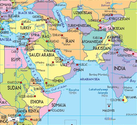 Map Of Middle East With Its Countries Maps Ezilon Maps