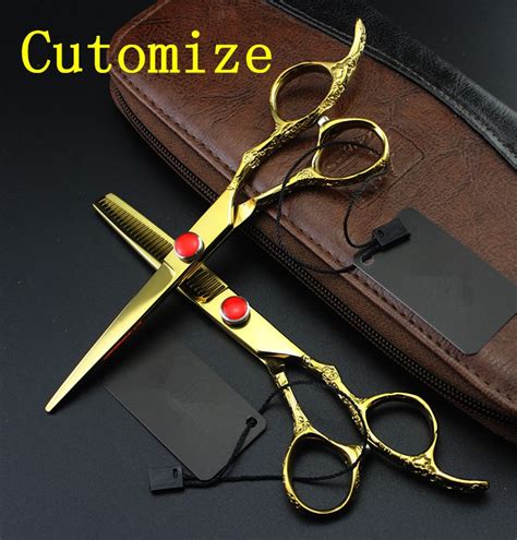 Customize 440c 6 Inch Gold Plum Handle Cutting Barber Scisor Cut Hair