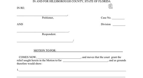 Blank Motion Form Florida ≡ Fill Out Printable Pdf Forms Online