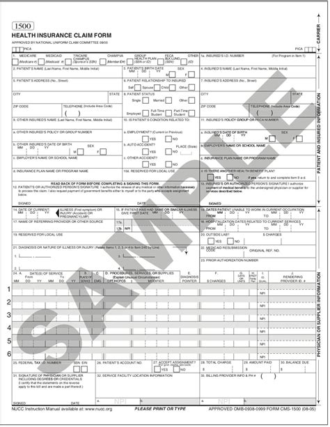 Insurance Claim Form Cms 1500 Cms 1500 Claim Form Tutorial Using And