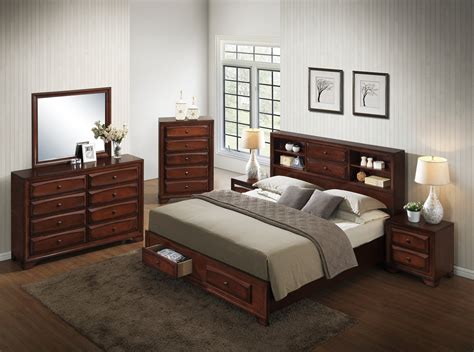 Asger Antique Oak Finish Wood Bedroom Collection Roundhill Furniture
