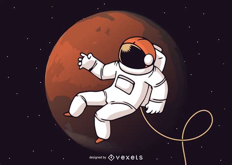 Cartoon Astronaut Floating In Space