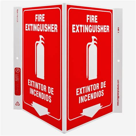 Bilingual Englishspanish Fire Extinguisher Wall Projecting V Sign W