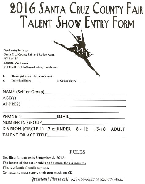 Talent Show Sign Up Sheet