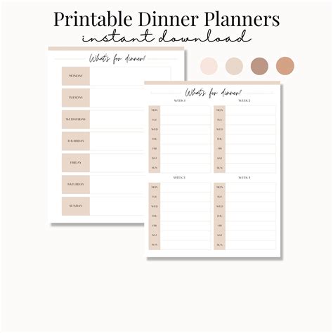 Printable Weekly Dinner Planner Family Menu What S For Dinner Weekly