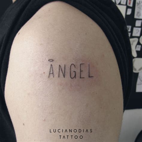 Angel Lettering Tattoo Made By Me At The Black Box Studio Tatuagem