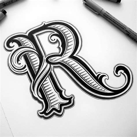 Font designs mesh well with the human rose thorns wrapping around each letter is a good example. #R #typographie #lettre #alphabet | Hand lettering ...