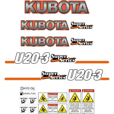 Kubota U20 3 Decals Acedecals