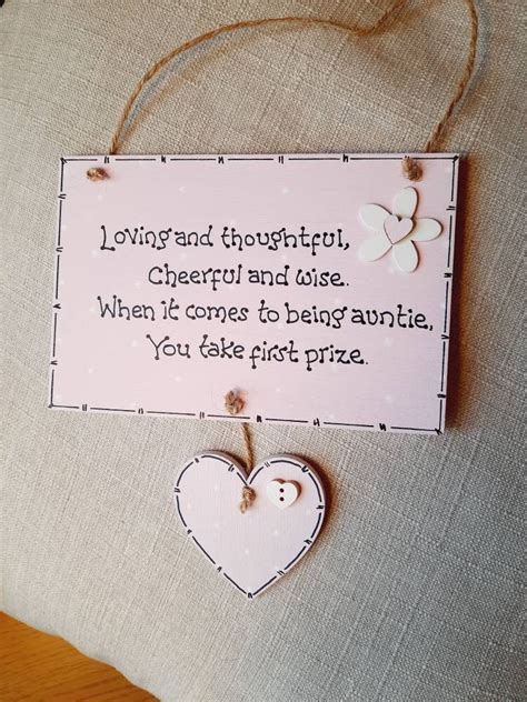 Personalised Auntie Gift Plaque With Hanging Heart And Polka Etsy UK