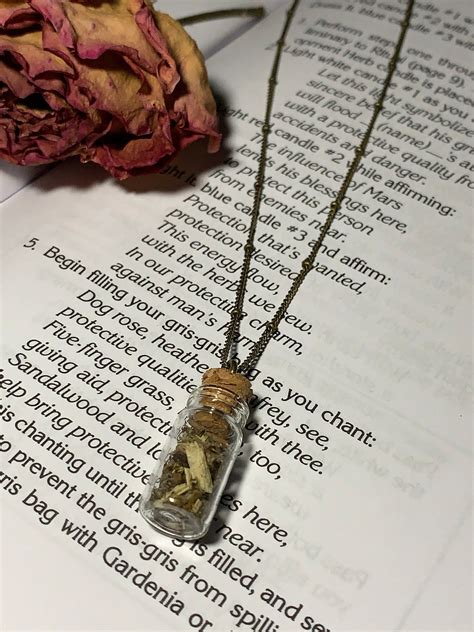 Mugwort Spell Jar Necklace on Satellite Chain Genuine / | Etsy | Spell jar necklace, Spell jar 