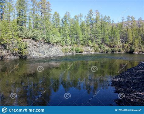 River In Magadan Region Mountains At Kolyma River Russia Stock Image