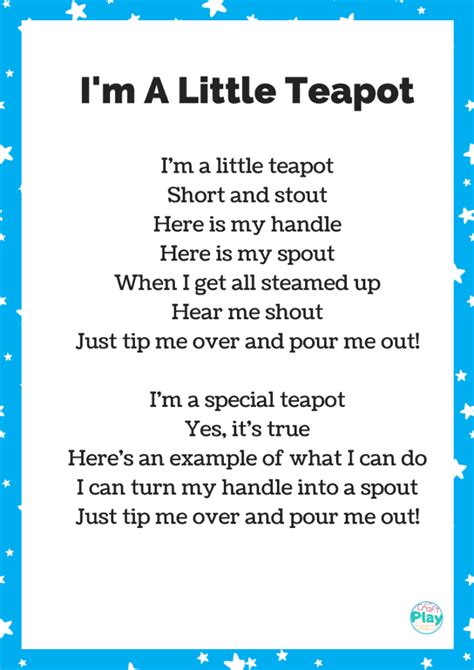 Im A Little Teapot Song And Activity Ideas Craft Play Learn