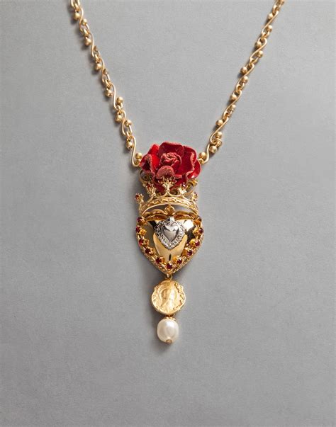 Dolce And Gabbana Sacred Heart Necklace In Gold Metallic Lyst