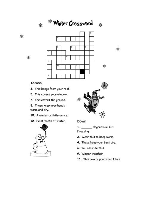 Printable Winter Crossword Printable Easy Crossword Puzzles For Kids