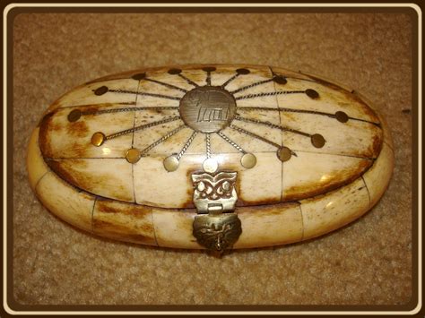 Faux Ivory Bone Trinket Jewelry Box Brass Made In India