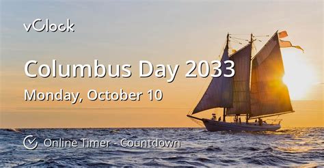 When Is Columbus Day 2033 Countdown Timer Online Vclock