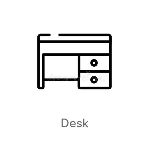 Outline Desk Chair Vector Icon Isolated Black Simple Line Element