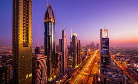Dubai City Building City Lights Sunset Wallpaper Coolwallpapersme