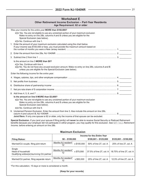 Download Instructions For Form Nj 1040nr New Jersey Nonresident Income