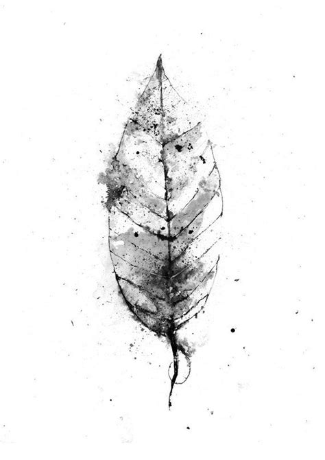 Original Ink Art A Leaf Minimalist Nature Art Black And Etsy Leaf